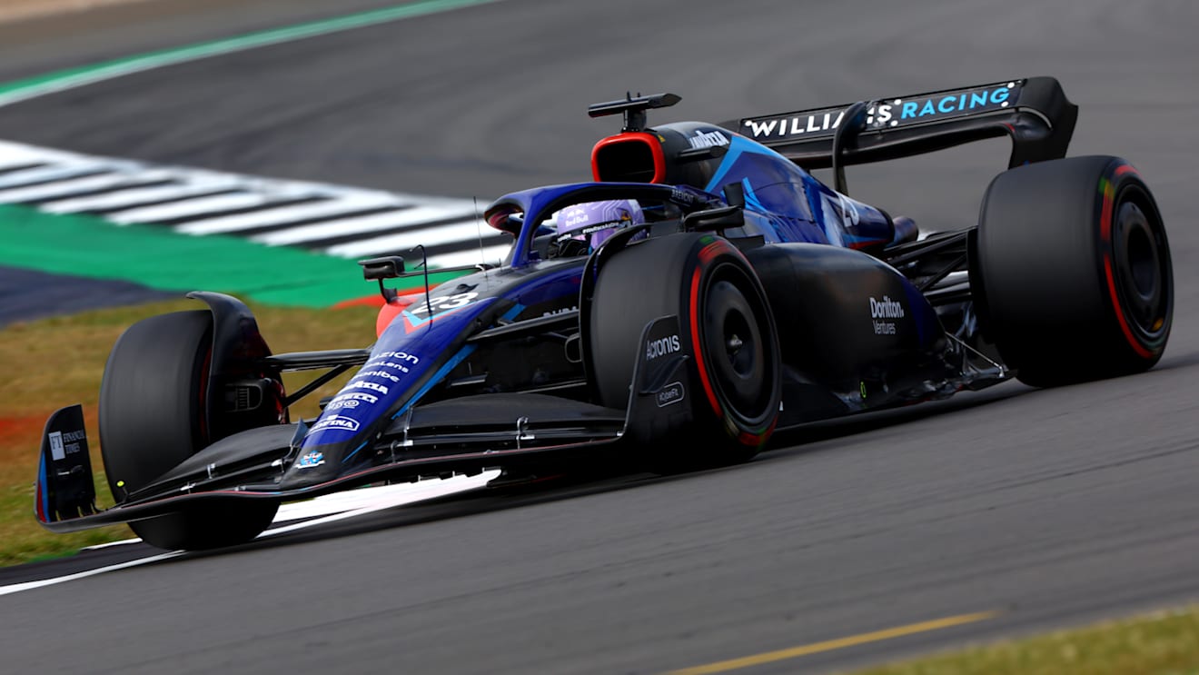 NORTHAMPTON, ENGLAND - JULY 01: Alexander Albon of Thailand driving the (23) Williams FW44 Mercedes on track during practice ahead of the F1 Grand Prix of Great Britain at Silverstone on July 01, 2022 in Northampton, England. (Photo by Mark Thompson/Getty Images)