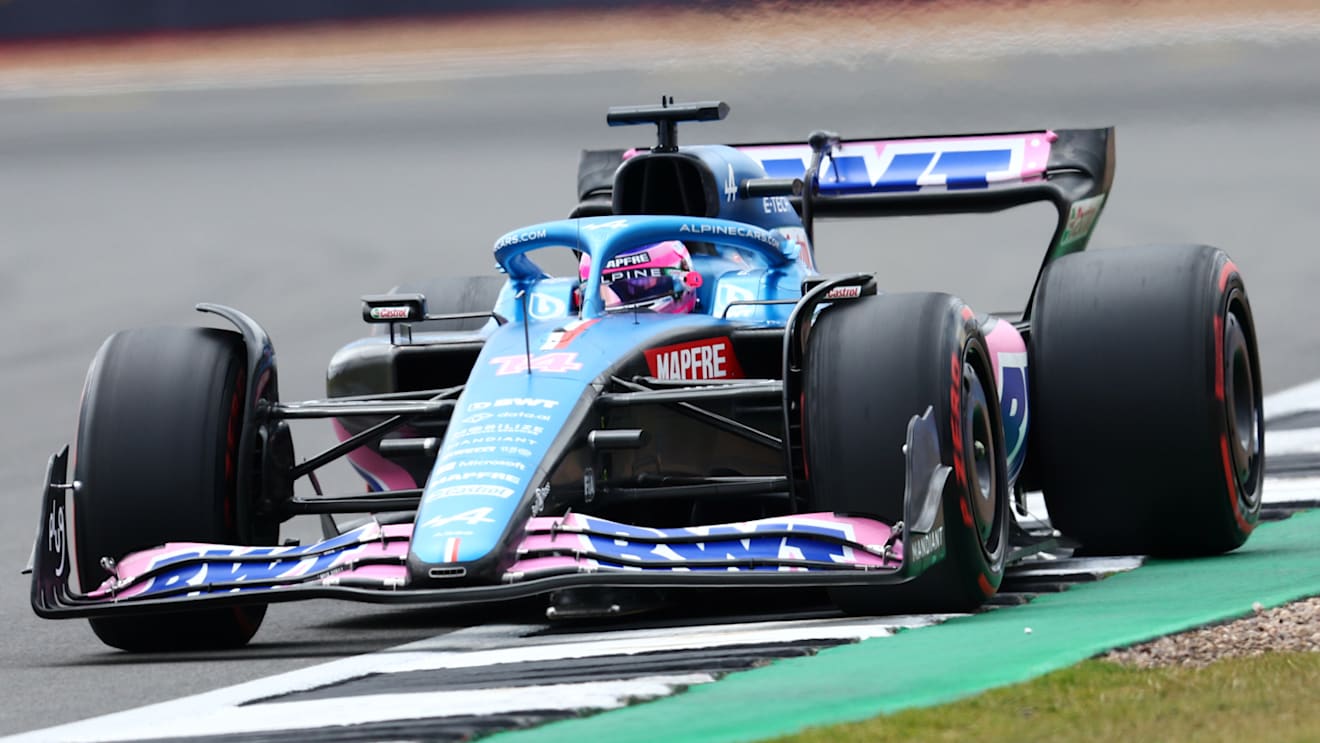 NORTHAMPTON, ENGLAND - JULY 02: Fernando Alonso of Spain driving the (14) Alpine F1 A522 Renault on track during final practice ahead of the F1 Grand Prix of Great Britain at Silverstone on July 02, 2022 in Northampton, England. (Photo by Clive Rose/Getty Images)