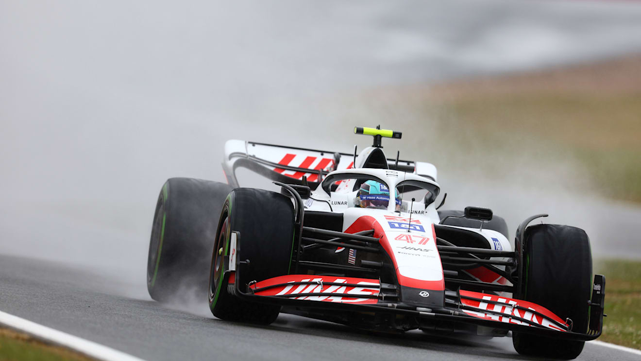 NORTHAMPTON, ENGLAND - JULY 02: Mick Schumacher of Germany driving the (47) Haas F1 VF-22 Ferrari on track during qualifying ahead of the F1 Grand Prix of Great Britain at Silverstone on July 02, 2022 in Northampton, England. (Photo by Clive Rose/Getty Images)