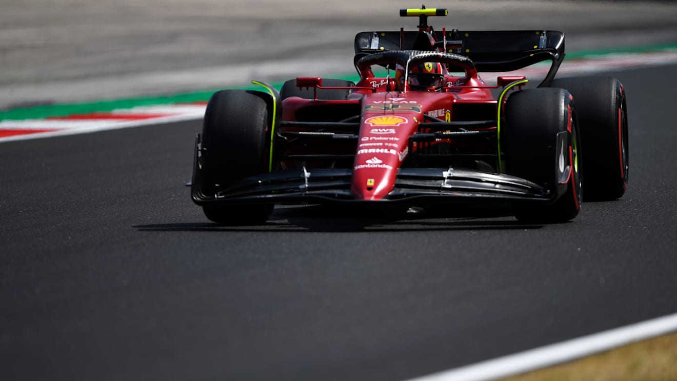 BUDAPEST, HUNGARY - JULY 29: Carlos Sainz of Spain driving (55) the Ferrari F1-75 on track during practice ahead of the F1 Grand Prix of Hungary at Hungaroring on July 29, 2022 in Budapest, Hungary. (Photo by Rudy Carezzevoli - Formula 1/Formula 1 via Getty Images)