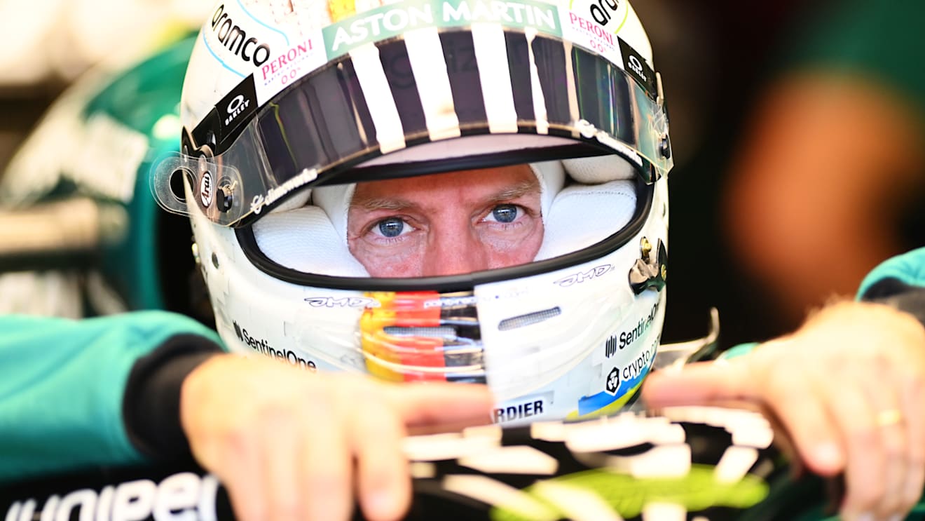 BUDAPEST, HUNGARY - JULY 29: Sebastian Vettel of Germany and Aston Martin F1 Team prepares to drive in the garage during practice ahead of the F1 Grand Prix of Hungary at Hungaroring on July 29, 2022 in Budapest, Hungary. (Photo by Dan Mullan/Getty Images)