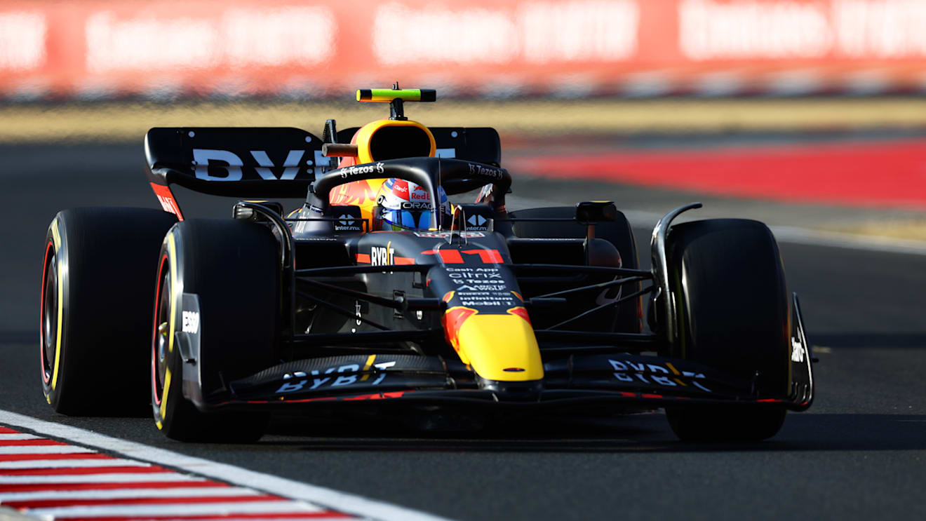 BUDAPEST, HUNGARY - JULY 29: Sergio Perez of Mexico driving the (11) Oracle Red Bull Racing RB18 on track during practice ahead of the F1 Grand Prix of Hungary at Hungaroring on July 29, 2022 in Budapest, Hungary. (Photo by Francois Nel/Getty Images)