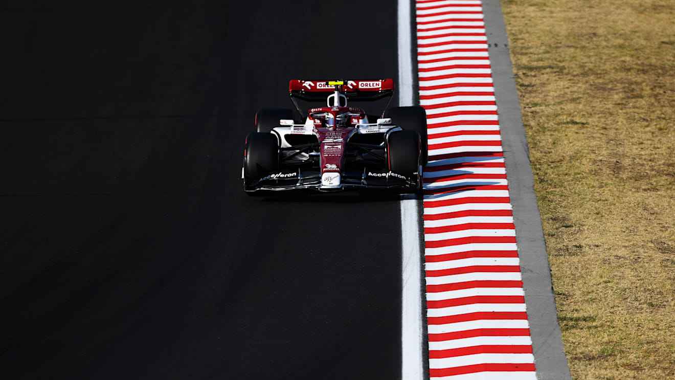 BUDAPEST, HUNGARY - JULY 29: Zhou Guanyu of China driving the (24) Alfa Romeo F1 C42 Ferrari on track during practice ahead of the F1 Grand Prix of Hungary at Hungaroring on July 29, 2022 in Budapest, Hungary. (Photo by Rudy Carezzevoli - Formula 1/Formula 1 via Getty Images)