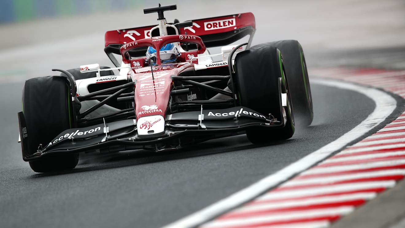 BUDAPEST, HUNGARY - JULY 30: Valtteri Bottas of Finland driving the (77) Alfa Romeo F1 C42 Ferrari on track during final practice ahead of the F1 Grand Prix of Hungary at Hungaroring on July 30, 2022 in Budapest, Hungary. (Photo by Joe Portlock - Formula 1/Formula 1 via Getty Images)
