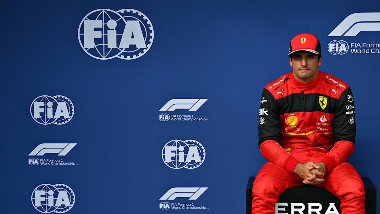 BUDAPEST, HUNGARY - JULY 30: Second placed qualifier Carlos Sainz of Spain and Ferrari looks dejected in parc ferme during qualifying ahead of the F1 Grand Prix of Hungary at Hungaroring on July 30, 2022 in Budapest, Hungary. (Photo by Dan Mullan/Getty Images)
