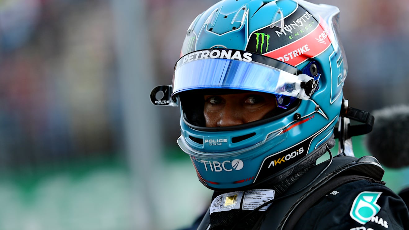 BUDAPEST, HUNGARY - JULY 30: Pole position qualifier George Russell of Great Britain and Mercedes looks on in parc ferme during qualifying ahead of the F1 Grand Prix of Hungary at Hungaroring on July 30, 2022 in Budapest, Hungary. (Photo by Mario Renzi - Formula 1/Formula 1 via Getty Images)