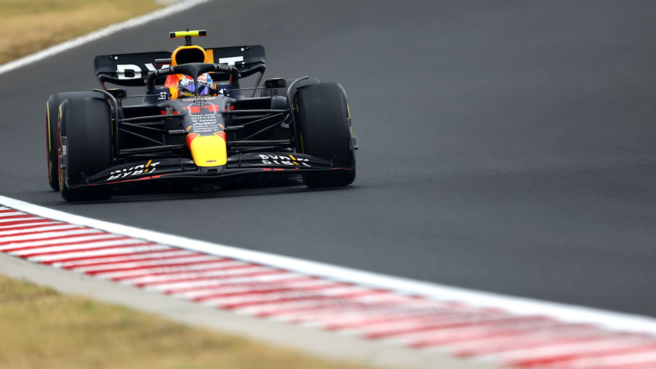 BUDAPEST, HUNGARY - JULY 31: Sergio Perez of Mexico driving the (11) Oracle Red Bull Racing RB18 on track during the F1 Grand Prix of Hungary at Hungaroring on July 31, 2022 in Budapest, Hungary. (Photo by Francois Nel/Getty Images)