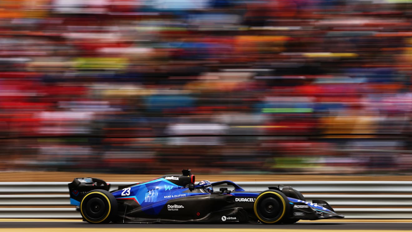 BUDAPEST, HUNGARY - JULY 31: Alexander Albon of Thailand driving the (23) Williams FW44 Mercedes on track during the F1 Grand Prix of Hungary at Hungaroring on July 31, 2022 in Budapest, Hungary. (Photo by Francois Nel/Getty Images)