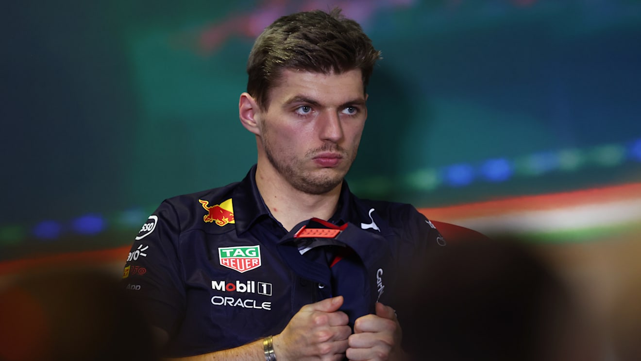 BUDAPEST, HUNGARY - JULY 28: Max Verstappen of the Netherlands and Oracle Red Bull Racing looks on in the Drivers Press Conference during previews ahead of the F1 Grand Prix of Hungary at Hungaroring on July 28, 2022 in Budapest, Hungary. (Photo by Bryn Lennon/Getty Images)
