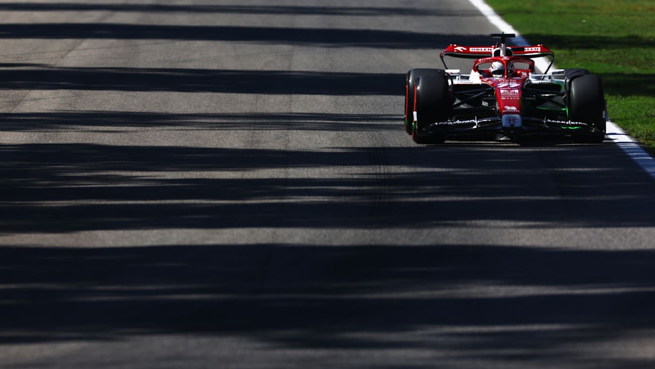 MONZA, ITALY - SEPTEMBER 10: Valtteri Bottas of Finland driving the (77) Alfa Romeo F1 C42 Ferrari on track during final practice ahead of the F1 Grand Prix of Italy at Autodromo Nazionale Monza on September 10, 2022 in Monza, Italy. (Photo by Mark Thompson/Getty Images)
