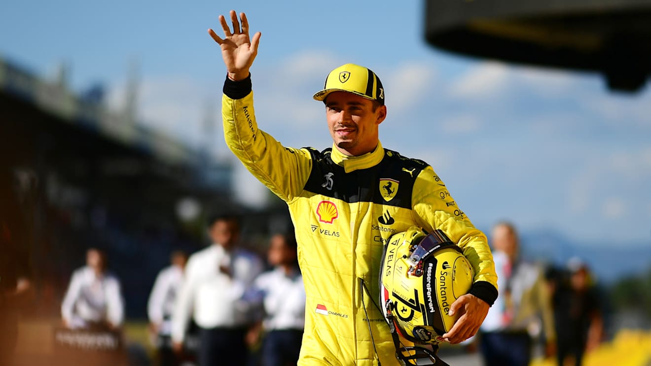 MONZA, ITALY - SEPTEMBER 10: Pole position qualifier Charles Leclerc of Monaco and Ferrari celebrates in parc ferme during qualifying ahead of the F1 Grand Prix of Italy at Autodromo Nazionale Monza on September 10, 2022 in Monza, Italy. (Photo by Mario Renzi - Formula 1/Formula 1 via Getty Images)