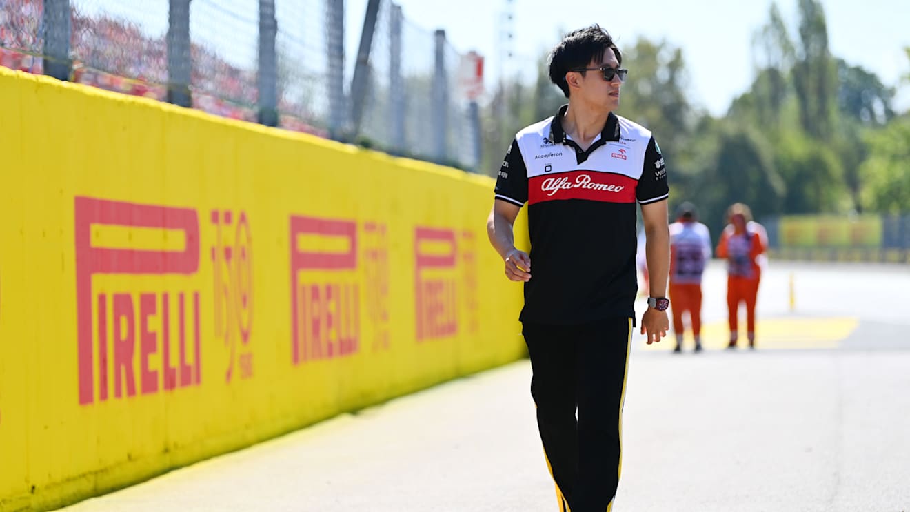 MONZA, ITALY - SEPTEMBER 11: Zhou Guanyu of China and Alfa Romeo F1 looks on from the drivers parade prior to the F1 Grand Prix of Italy at Autodromo Nazionale Monza on September 11, 2022 in Monza, Italy. (Photo by Dan Mullan/Getty Images)