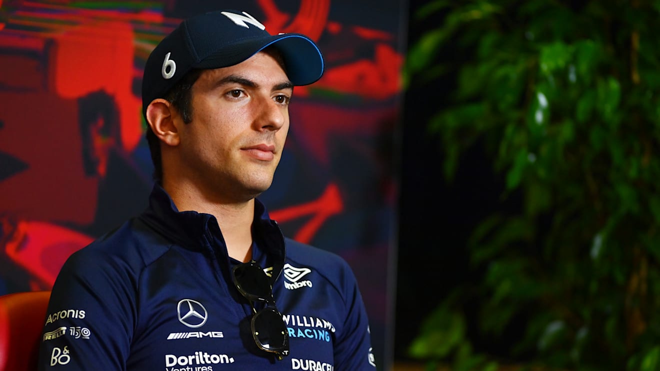 MONZA, ITALY - SEPTEMBER 08: Nicholas Latifi of Canada and Williams talks in the drivers press conference during previews ahead of the F1 Grand Prix of Italy at Autodromo Nazionale Monza on September 08, 2022 in Monza, Italy. (Photo by Dan Mullan/Getty Images)