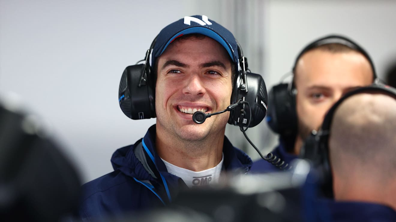 SUZUKA, JAPAN - OCTOBER 07: Nicholas Latifi of Canada and Williams looks on in the garage during practice ahead of the F1 Grand Prix of Japan at Suzuka International Racing Course on October 07, 2022 in Suzuka, Japan. (Photo by Clive Rose/Getty Images)