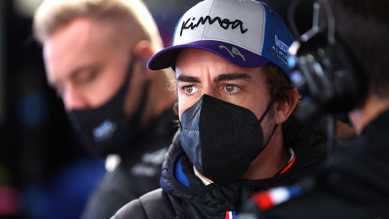 SUZUKA, JAPAN - OCTOBER 07: Fernando Alonso of Spain and Alpine F1 looks on in the garage during practice ahead of the F1 Grand Prix of Japan at Suzuka International Racing Course on October 07, 2022 in Suzuka, Japan. (Photo by Dan Istitene - Formula 1/Formula 1 via Getty Images)