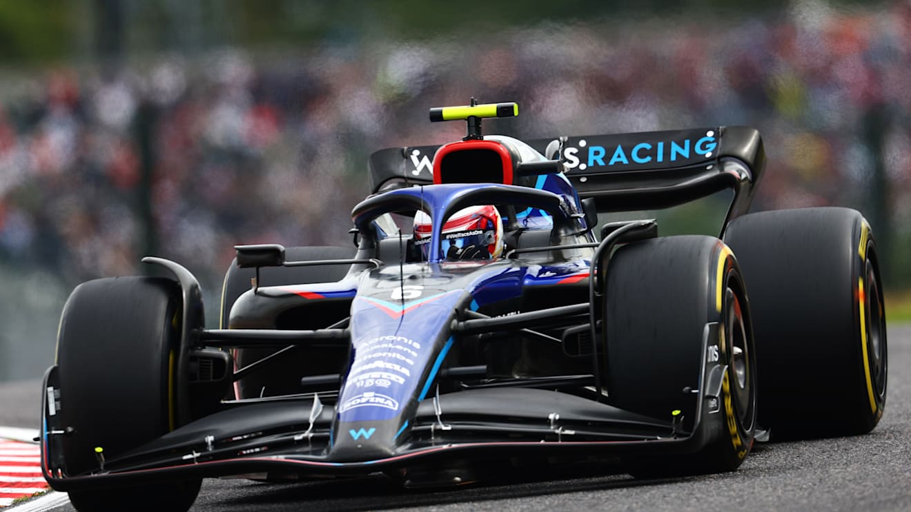 SUZUKA, JAPAN - OCTOBER 08: Nicholas Latifi of Canada driving the (6) Williams FW44 Mercedes on track during final practice ahead of the F1 Grand Prix of Japan at Suzuka International Racing Course on October 08, 2022 in Suzuka, Japan. (Photo by Clive Rose/Getty Images)