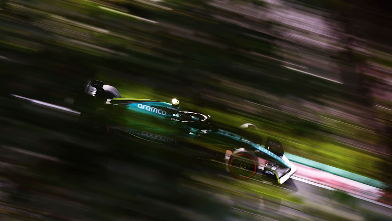 SUZUKA, JAPAN - OCTOBER 08: Sebastian Vettel of Germany driving the (5) Aston Martin AMR22 Mercedes on track during qualifying ahead of the F1 Grand Prix of Japan at Suzuka International Racing Course on October 08, 2022 in Suzuka, Japan. (Photo by Clive Rose/Getty Images)