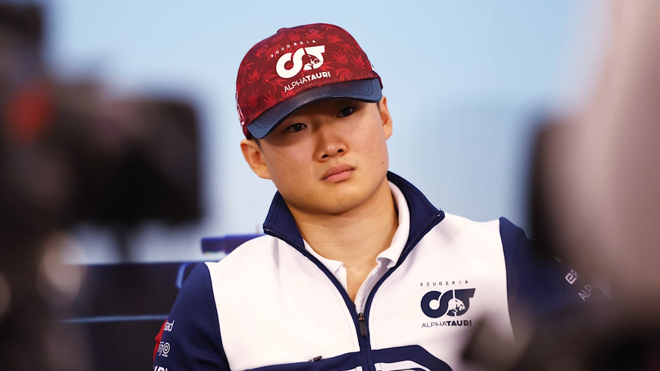 SUZUKA, JAPAN - OCTOBER 06: Yuki Tsunoda of Japan and Scuderia AlphaTauri attends the Drivers Press Conference during previews ahead of the F1 Grand Prix of Japan at Suzuka International Racing Course on October 06, 2022 in Suzuka, Japan. (Photo by Bryn Lennon/Getty Images)