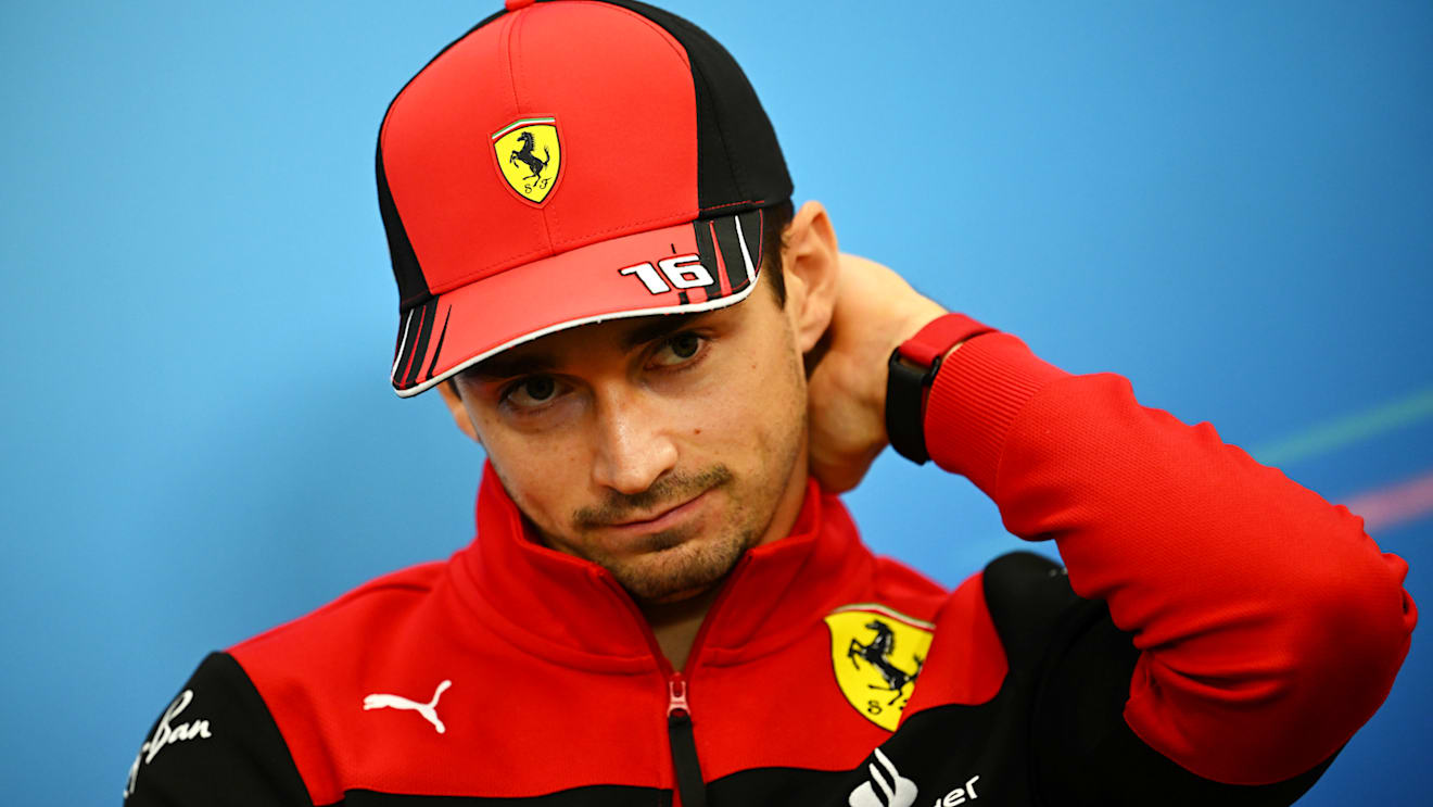 SUZUKA, JAPAN - OCTOBER 06: Charles Leclerc of Monaco and Ferrari attends the Drivers Press Conference during previews ahead of the F1 Grand Prix of Japan at Suzuka International Racing Course on October 06, 2022 in Suzuka, Japan. (Photo by Clive Mason/Getty Images)