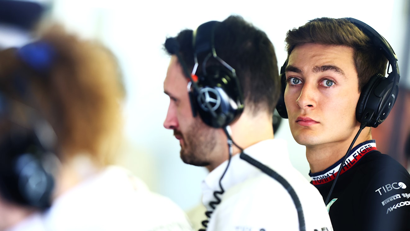MEXICO CITY, MEXICO - OCTOBER 28: George Russell of Great Britain and Mercedes looks on in the garage during practice ahead of the F1 Grand Prix of Mexico at Autodromo Hermanos Rodriguez on October 28, 2022 in Mexico City, Mexico. (Photo by Dan Istitene - Formula 1/Formula 1 via Getty Images)