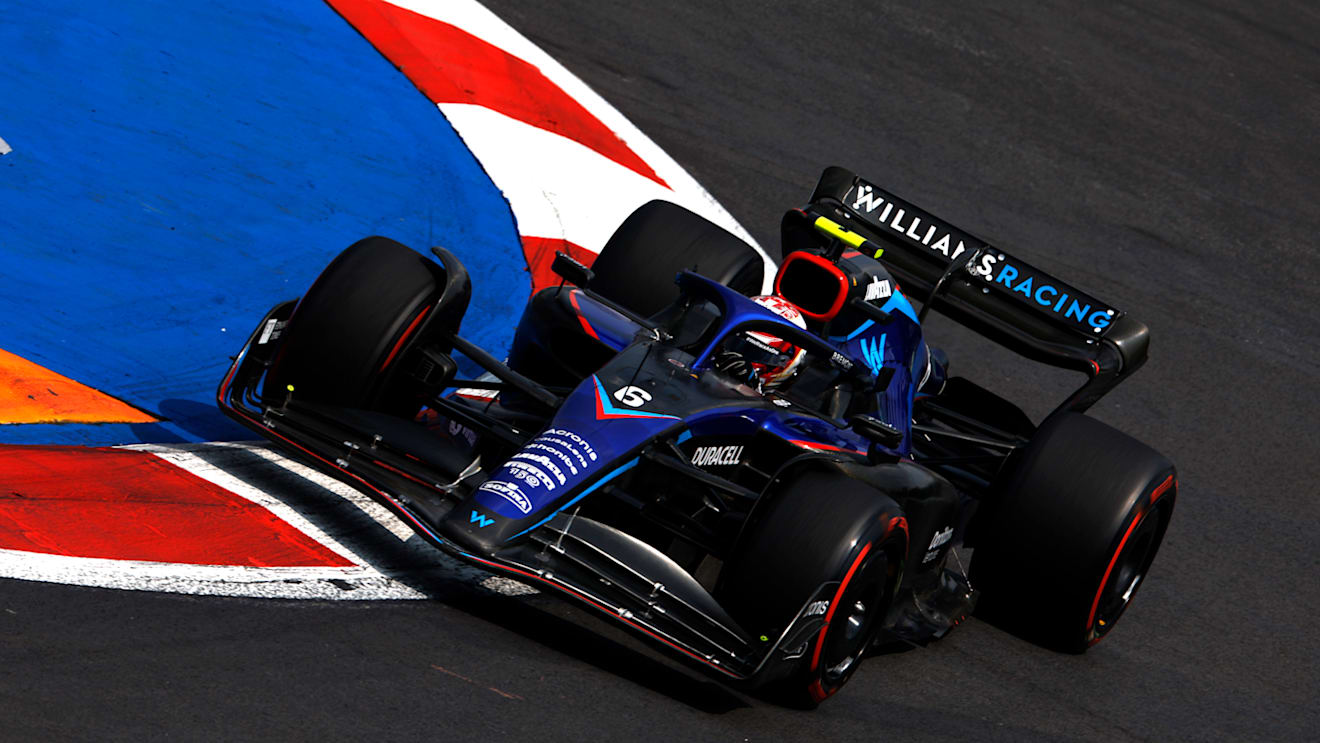 MEXICO CITY, MEXICO - OCTOBER 28: Nicholas Latifi of Canada driving the (6) Williams FW44 Mercedes on track during practice ahead of the F1 Grand Prix of Mexico at Autodromo Hermanos Rodriguez on October 28, 2022 in Mexico City, Mexico. (Photo by Chris Graythen/Getty Images)