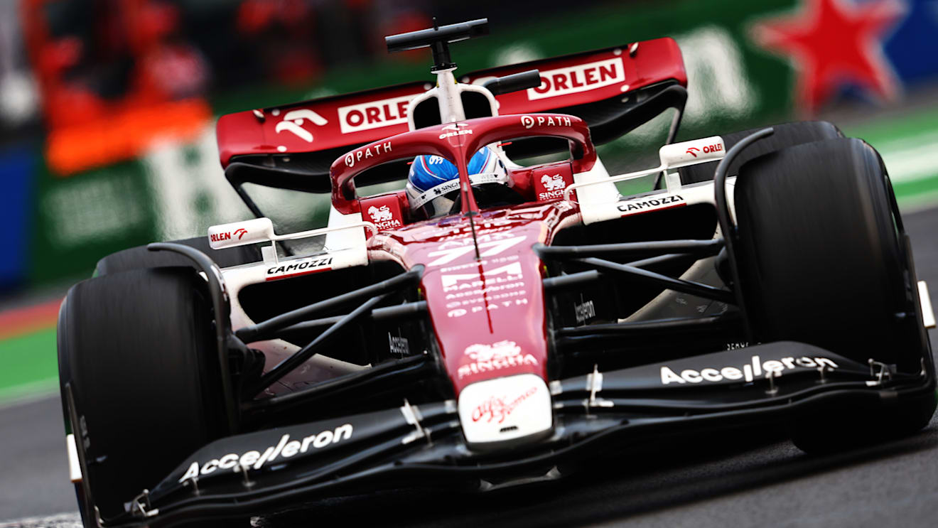 MEXICO CITY, MEXICO - OCTOBER 28: Valtteri Bottas of Finland driving the (77) Alfa Romeo F1 C42 Ferrari on track during practice ahead of the F1 Grand Prix of Mexico at Autodromo Hermanos Rodriguez on October 28, 2022 in Mexico City, Mexico. (Photo by Mark Thompson/Getty Images )