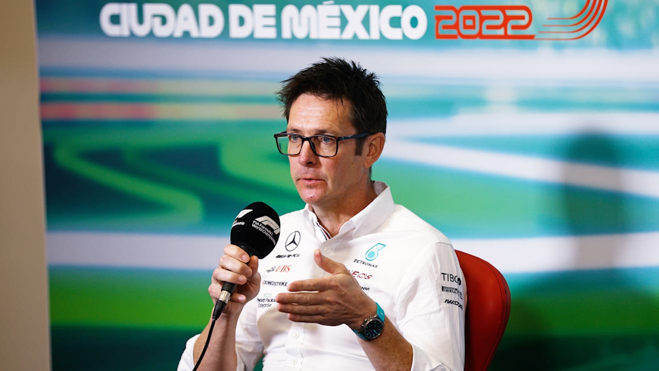 MEXICO CITY, MEXICO - OCTOBER 29: Andrew Shovlin, Trackside Engineering Director of Mercedes GP attends the Team Principals Press Conference prior to final practice ahead of the F1 Grand Prix of Mexico at Autodromo Hermanos Rodriguez on October 29, 2022 in Mexico City, Mexico. (Photo by Chris Graythen/Getty Images)