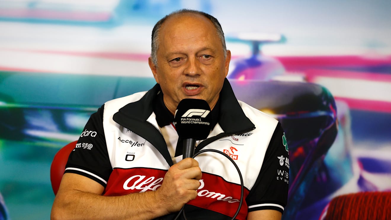 MEXICO CITY, MEXICO - OCTOBER 29: Alfa Romeo Racing Team Principal Frederic Vasseur attends the Team Principals Press Conference prior to final practice ahead of the F1 Grand Prix of Mexico at Autodromo Hermanos Rodriguez on October 29, 2022 in Mexico City, Mexico. (Photo by Chris Graythen/Getty Images)
