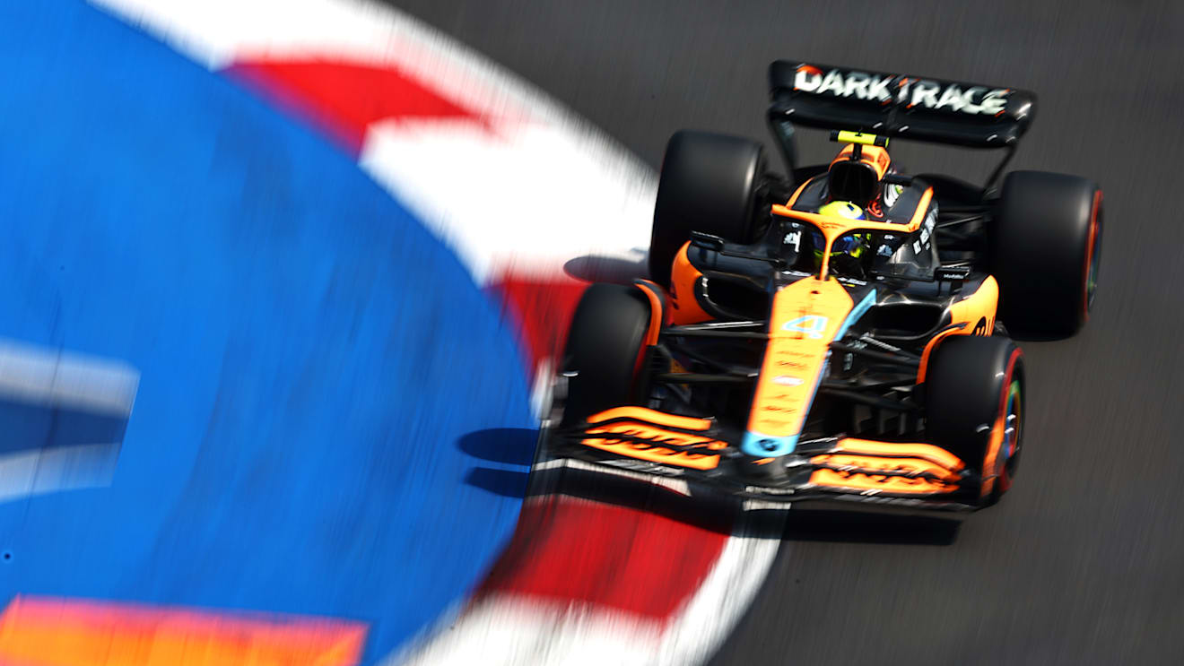 MEXICO CITY, MEXICO - OCTOBER 29: Lando Norris of Great Britain driving the (4) McLaren MCL36 Mercedes on track during final practice ahead of the F1 Grand Prix of Mexico at Autodromo Hermanos Rodriguez on October 29, 2022 in Mexico City, Mexico. (Photo by Mark Thompson/Getty Images )