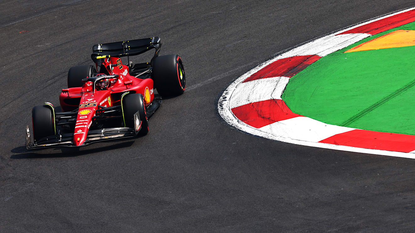 MEXICO CITY, MEXICO - OCTOBER 29: Carlos Sainz of Spain driving (55) the Ferrari F1-75 on track during final practice ahead of the F1 Grand Prix of Mexico at Autodromo Hermanos Rodriguez on October 29, 2022 in Mexico City, Mexico. (Photo by Mark Thompson/Getty Images )