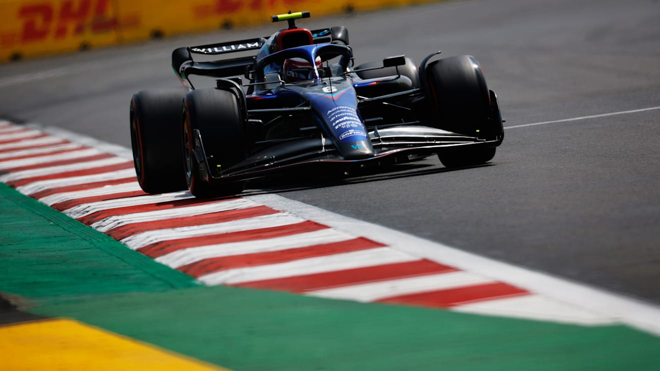 MEXICO CITY, MEXICO - OCTOBER 29: Nicholas Latifi of Canada driving the (6) Williams FW44 Mercedes on track during final practice ahead of the F1 Grand Prix of Mexico at Autodromo Hermanos Rodriguez on October 29, 2022 in Mexico City, Mexico. (Photo by Chris Graythen/Getty Images)