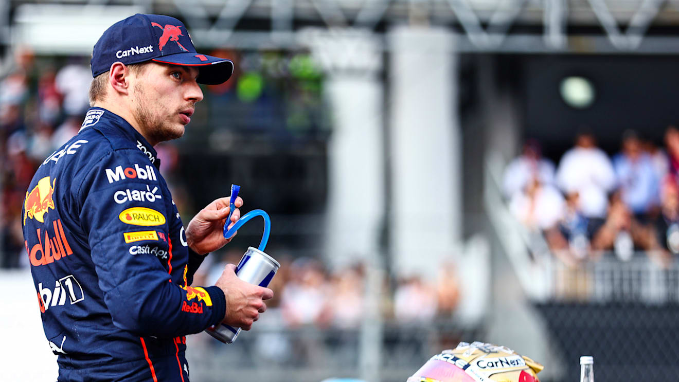 MEXICO CITY, MEXICO - OCTOBER 29: Pole position qualifier Max Verstappen of the Netherlands and Oracle Red Bull Racing looks on in parc ferme during qualifying ahead of the F1 Grand Prix of Mexico at Autodromo Hermanos Rodriguez on October 29, 2022 in Mexico City, Mexico. (Photo by Mark Thompson/Getty Images )