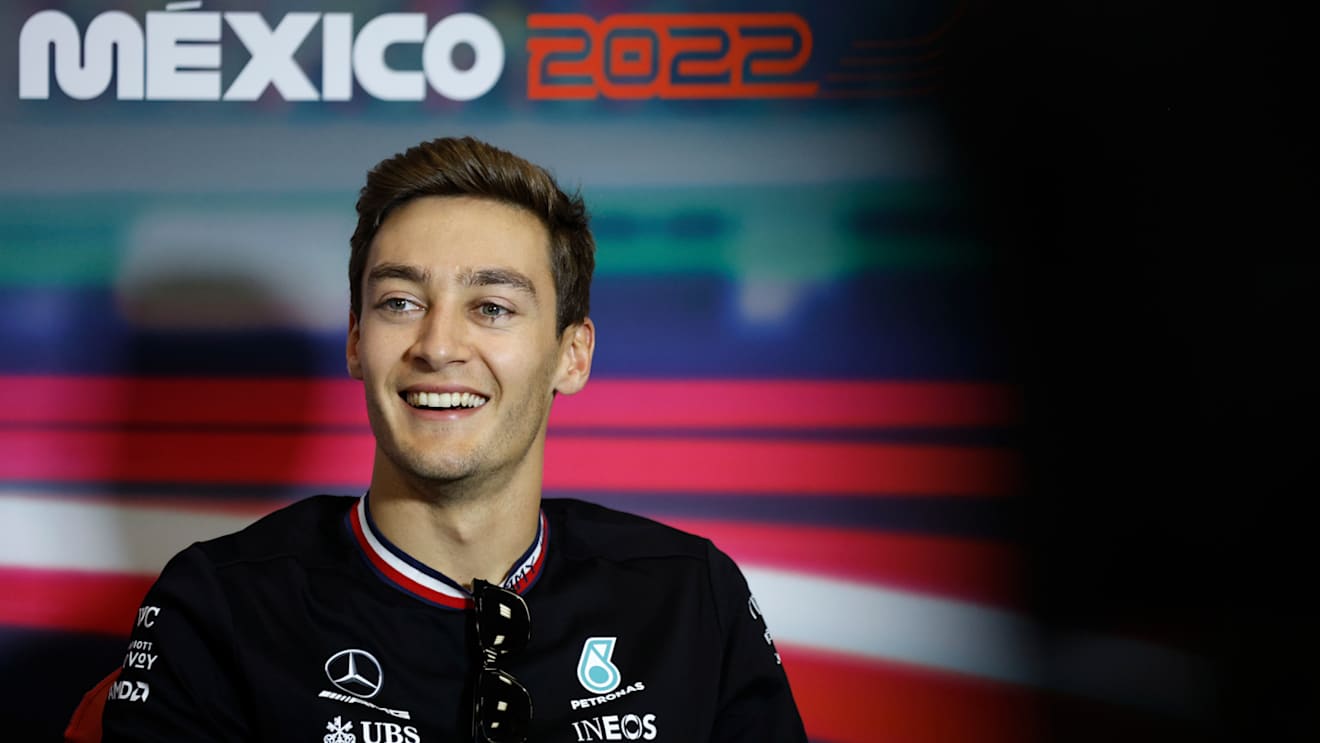 MEXICO CITY, MEXICO - OCTOBER 27: George Russell of Great Britain and Mercedes attends the Drivers Press Conference during previews ahead of the F1 Grand Prix of Mexico at Autodromo Hermanos Rodriguez on October 27, 2022 in Mexico City, Mexico. (Photo by Jared C. Tilton/Getty Images)