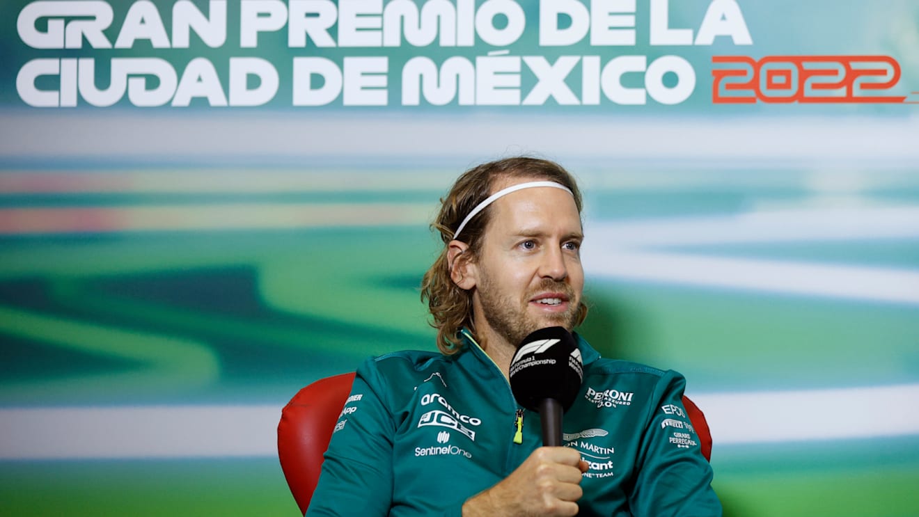 MEXICO CITY, MEXICO - OCTOBER 27: Sebastian Vettel of Germany and Aston Martin F1 Team attends the Drivers Press Conference during previews ahead of the F1 Grand Prix of Mexico at Autodromo Hermanos Rodriguez on October 27, 2022 in Mexico City, Mexico. (Photo by Jared C. Tilton/Getty Images)
