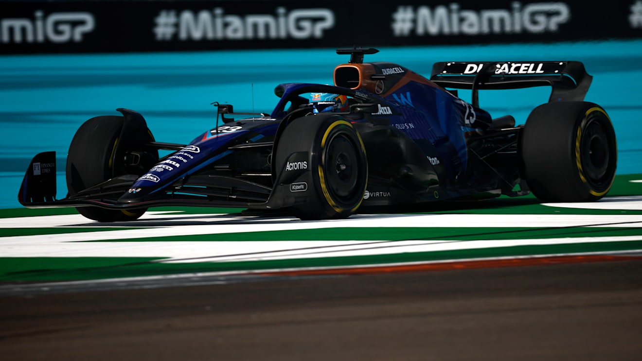 MIAMI, FLORIDA - MAY 06: Alexander Albon of Thailand driving the (23) Williams FW44 Mercedes on track during practice ahead of the F1 Grand Prix of Miami at the Miami International Autodrome on May 06, 2022 in Miami, Florida. (Photo by Jared C. Tilton/Getty Images)