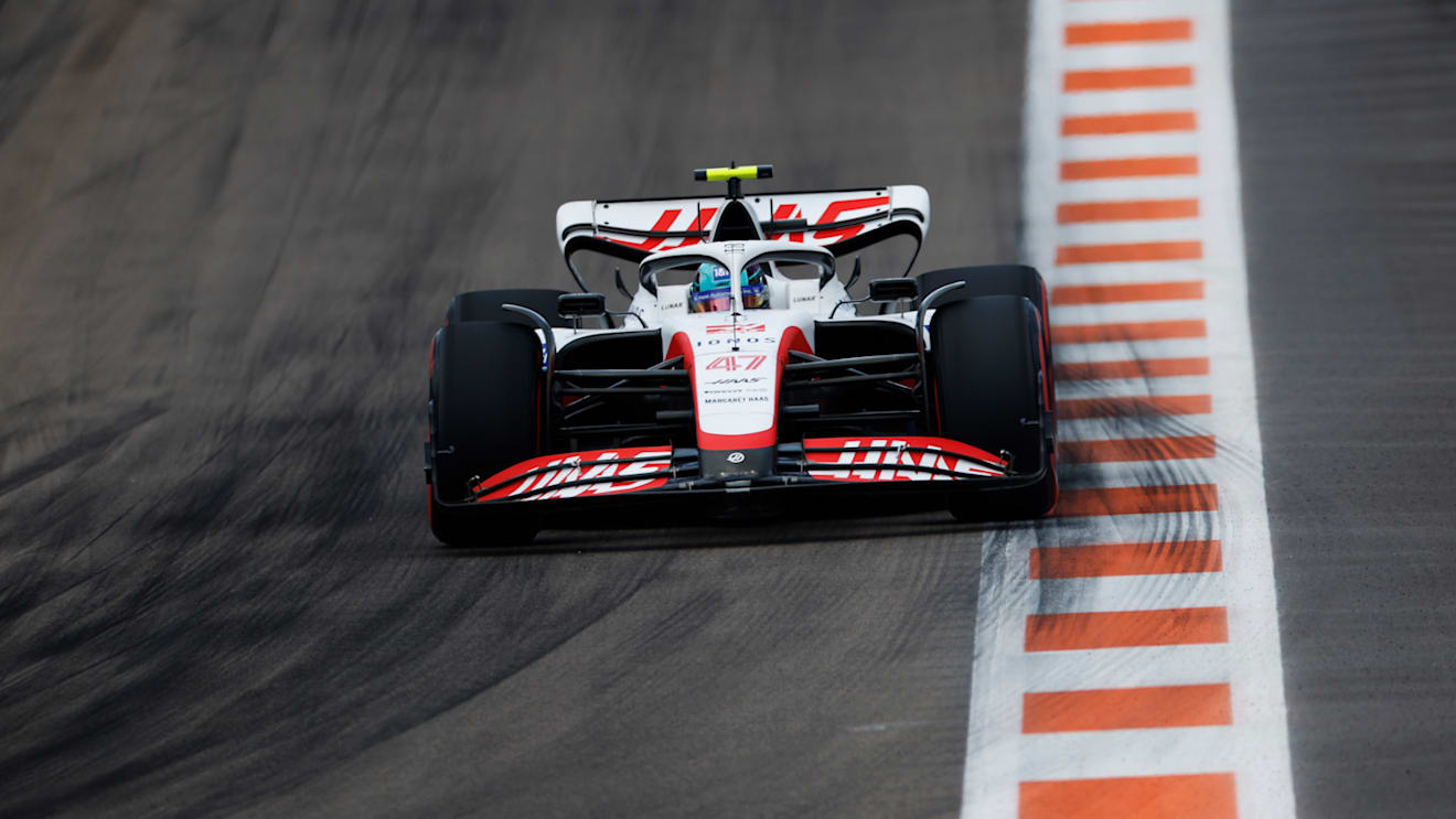 MIAMI, FLORIDA - MAY 07: Mick Schumacher of Germany driving the (47) Haas F1 VF-22 Ferrari on track during final practice ahead of the F1 Grand Prix of Miami at the Miami International Autodrome on May 07, 2022 in Miami, Florida. (Photo by Chris Graythen/Getty Images)