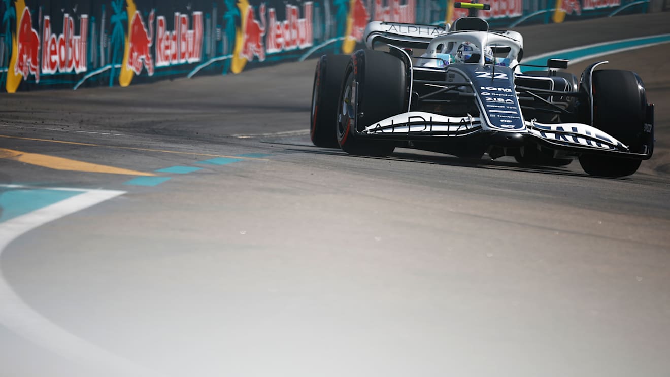 MIAMI, FLORIDA - MAY 07: Yuki Tsunoda of Japan driving the (22) Scuderia AlphaTauri AT03 on track during qualifying ahead of the F1 Grand Prix of Miami at the Miami International Autodrome on May 07, 2022 in Miami, Florida. (Photo by Jared C. Tilton/Getty Images)