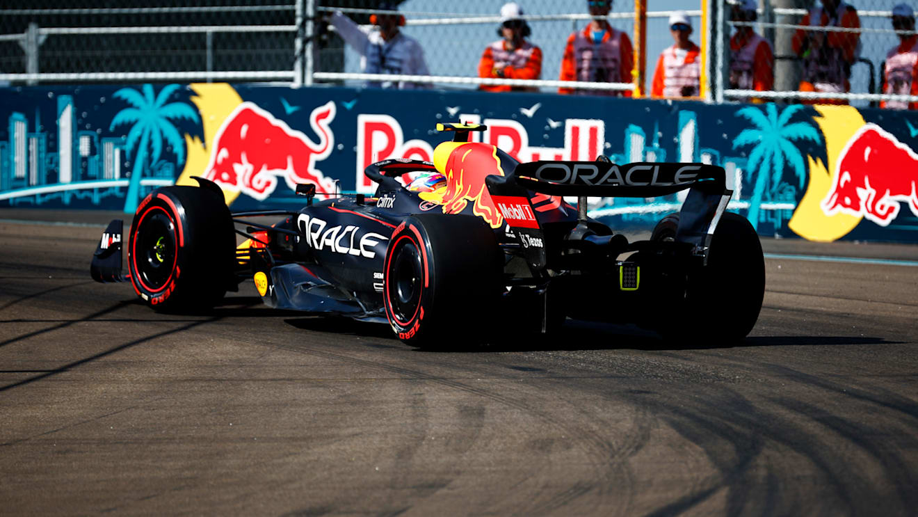 MIAMI, FLORIDA - MAY 07: Sergio Perez of Mexico driving the (11) Oracle Red Bull Racing RB18 on track during qualifying ahead of the F1 Grand Prix of Miami at the Miami International Autodrome on May 07, 2022 in Miami, Florida. (Photo by Jared C. Tilton/Getty Images)