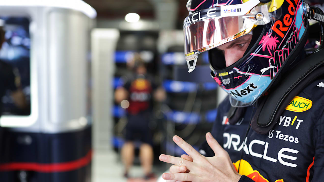 MIAMI, FLORIDA - MAY 07: Max Verstappen of the Netherlands and Oracle Red Bull Racing prepares to drive in the garage during qualifying ahead of the F1 Grand Prix of Miami at the Miami International Autodrome on May 07, 2022 in Miami, Florida. (Photo by Mark Thompson/Getty Images)