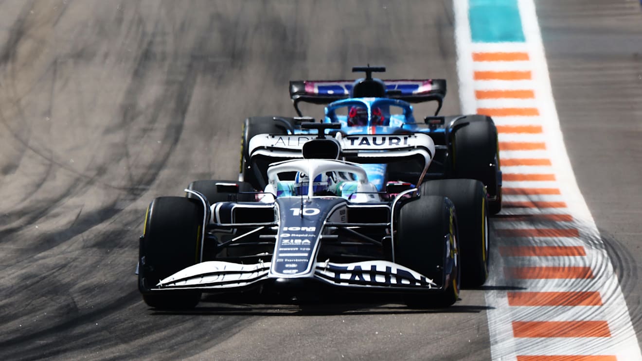 MIAMI, FLORIDA - MAY 08: Pierre Gasly of France driving the (10) Scuderia AlphaTauri AT03 on track during the F1 Grand Prix of Miami at the Miami International Autodrome on May 08, 2022 in Miami, Florida. (Photo by Mark Thompson/Getty Images)