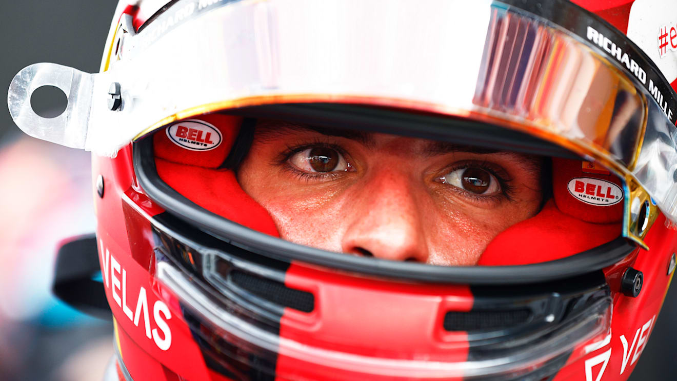 MIAMI, FLORIDA - MAY 08: Third placed Carlos Sainz of Spain and Ferrari looks on in parc ferme during the F1 Grand Prix of Miami at the Miami International Autodrome on May 08, 2022 in Miami, Florida. (Photo by Jared C. Tilton/Getty Images)