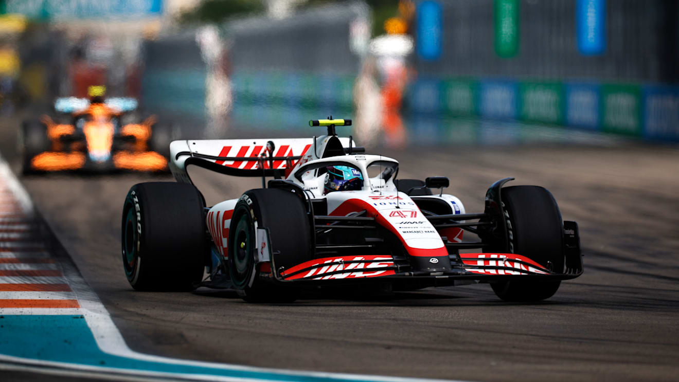 MIAMI, FLORIDA - MAY 08: Mick Schumacher of Germany driving the (47) Haas F1 VF-22 Ferrari on track during the F1 Grand Prix of Miami at the Miami International Autodrome on May 08, 2022 in Miami, Florida. (Photo by Chris Graythen/Getty Images)