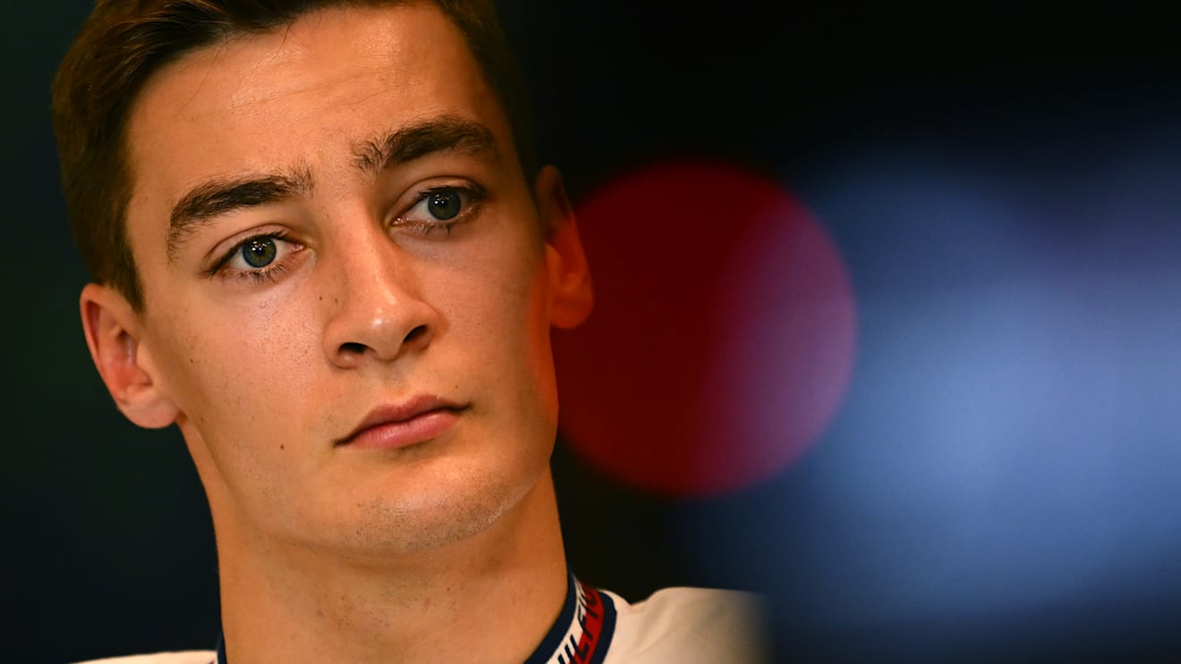 MONTE-CARLO, MONACO - MAY 27: George Russell of Great Britain and Mercedes talks in the Drivers Press Conference prior to practice ahead of the F1 Grand Prix of Monaco at Circuit de Monaco on May 27, 2022 in Monte-Carlo, Monaco. (Photo by Clive Mason/Getty Images)