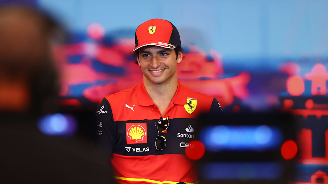 MONTE-CARLO, MONACO - MAY 27: Carlos Sainz of Spain and Ferrari talks in the Drivers Press Conference prior to practice ahead of the F1 Grand Prix of Monaco at Circuit de Monaco on May 27, 2022 in Monte-Carlo, Monaco. (Photo by Dan Istitene/Getty Images)