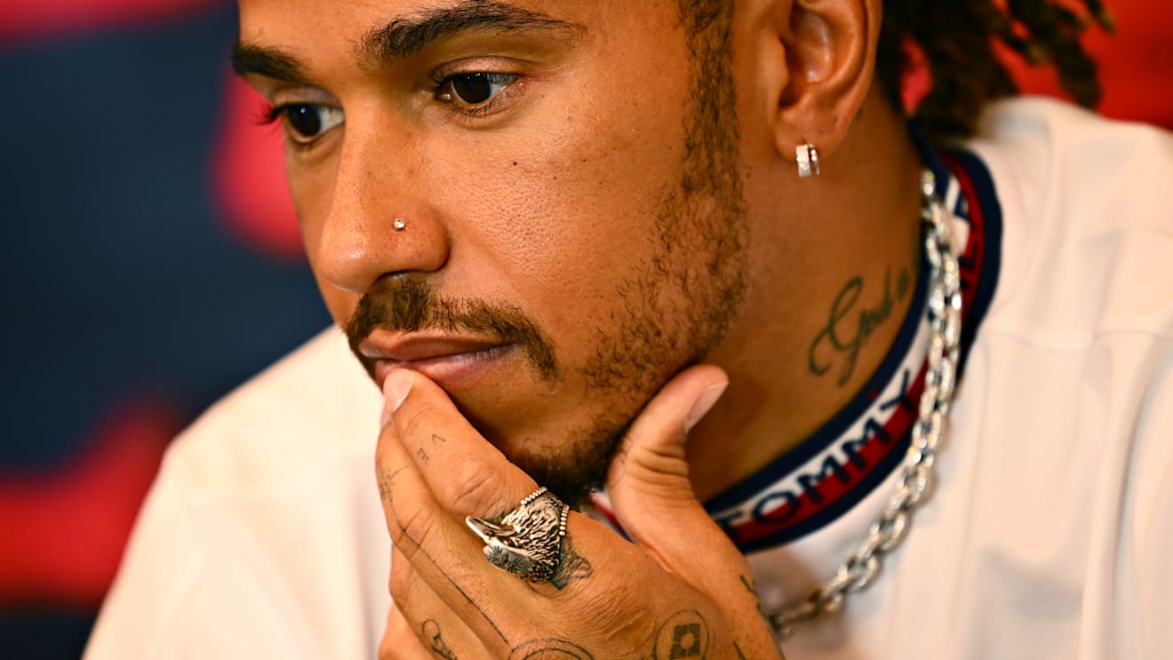 MONTE-CARLO, MONACO - MAY 27: Lewis Hamilton of Great Britain and Mercedes looks on in the Drivers Press Conference prior to practice ahead of the F1 Grand Prix of Monaco at Circuit de Monaco on May 27, 2022 in Monte-Carlo, Monaco. (Photo by Clive Mason/Getty Images)