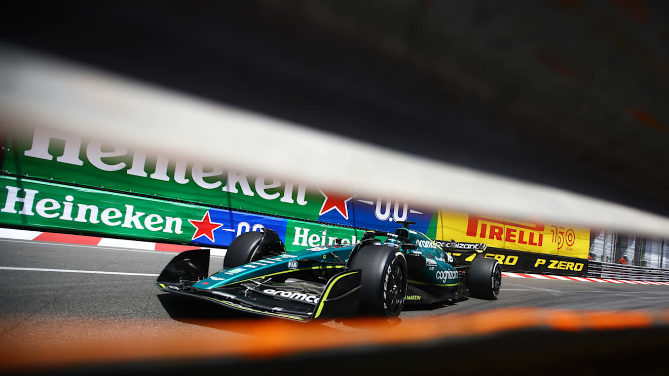 MONTE-CARLO, MONACO - MAY 27: Lance Stroll of Canada driving the (18) Aston Martin AMR22 Mercedes on track during practice ahead of the F1 Grand Prix of Monaco at Circuit de Monaco on May 27, 2022 in Monte-Carlo, Monaco. (Photo by Eric Alonso/Getty Images)