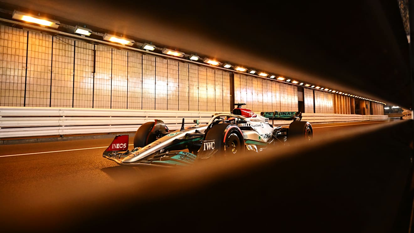 MONTE-CARLO, MONACO - MAY 28: George Russell of Great Britain driving the (63) Mercedes AMG Petronas F1 Team W13 on track during final practice ahead of the F1 Grand Prix of Monaco at Circuit de Monaco on May 28, 2022 in Monte-Carlo, Monaco. (Photo by Clive Mason - Formula 1/Formula 1 via Getty Images)
