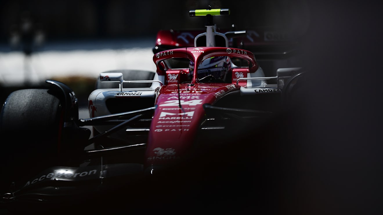 MONTE-CARLO, MONACO - MAY 28: Zhou Guanyu of China driving the (24) Alfa Romeo F1 C42 Ferrari during final practice ahead of the F1 Grand Prix of Monaco at Circuit de Monaco on May 28, 2022 in Monte-Carlo, Monaco. (Photo by Mario Renzi - Formula 1/Formula 1 via Getty Images)