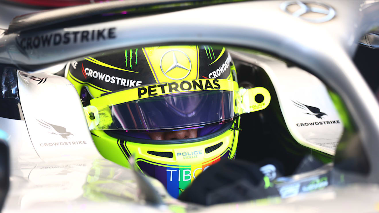 ZANDVOORT, NETHERLANDS - SEPTEMBER 02: Lewis Hamilton of Great Britain and Mercedes prepares to drive in the garage during practice ahead of the F1 Grand Prix of The Netherlands at Circuit Zandvoort on September 02, 2022 in Zandvoort, Netherlands. (Photo by Alex Pantling - Formula 1/Formula 1 via Getty Images)