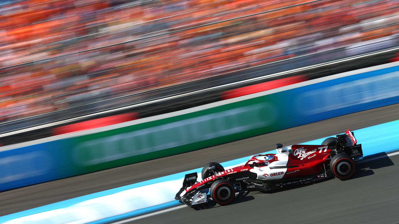ZANDVOORT, NETHERLANDS - SEPTEMBER 03: Valtteri Bottas of Finland driving the (77) Alfa Romeo F1 C42 Ferrari on track during final practice ahead of the F1 Grand Prix of The Netherlands at Circuit Zandvoort on September 03, 2022 in Zandvoort, Netherlands. (Photo by Lars Baron - Formula 1/Formula 1 via Getty Images)